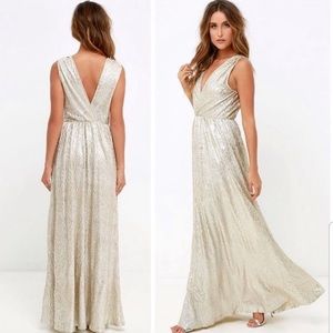 Lulus brand metallic champagne dress